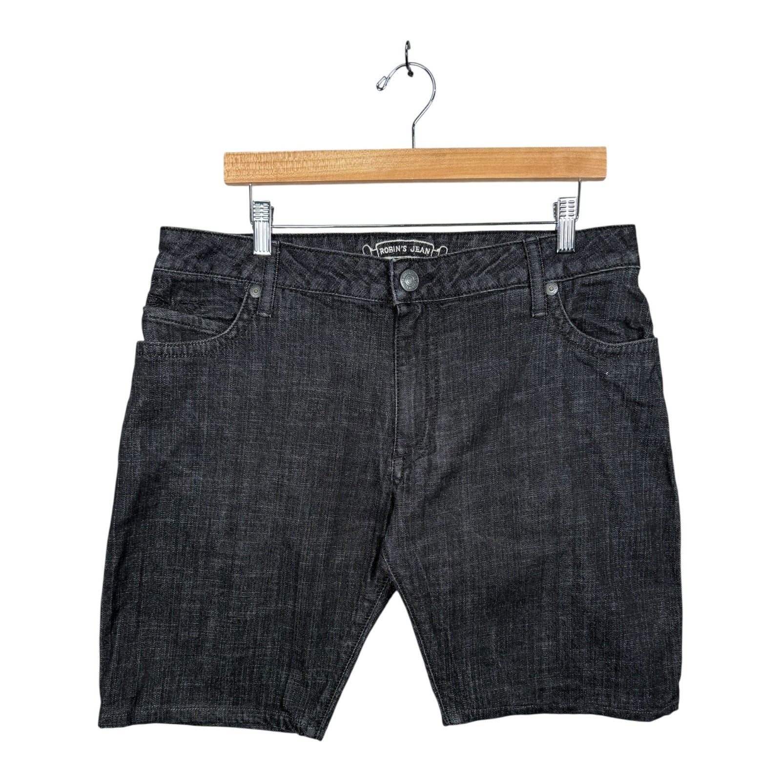Vintage Studded Straight Leg Denim Jean Shorts 36