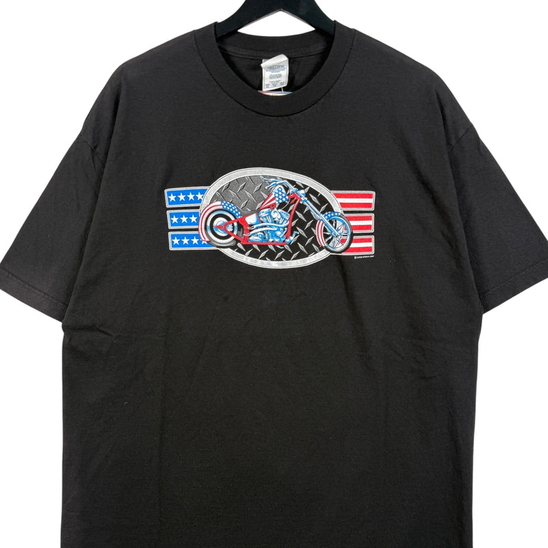 Vintage American Flag Motorcycle Biker Tee