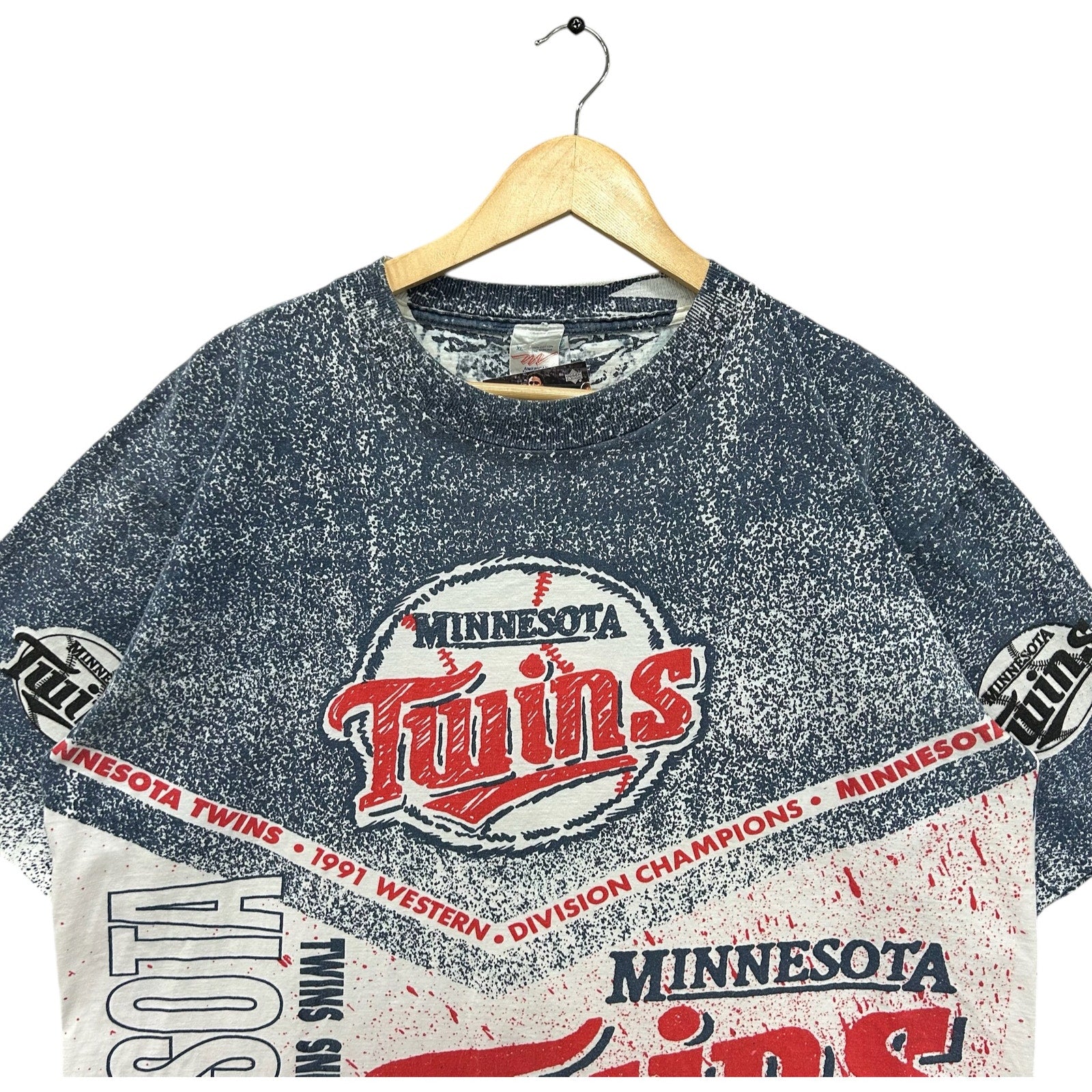 Vintage Minnesota Twins Spellout Double Sided AOP MLB Tee