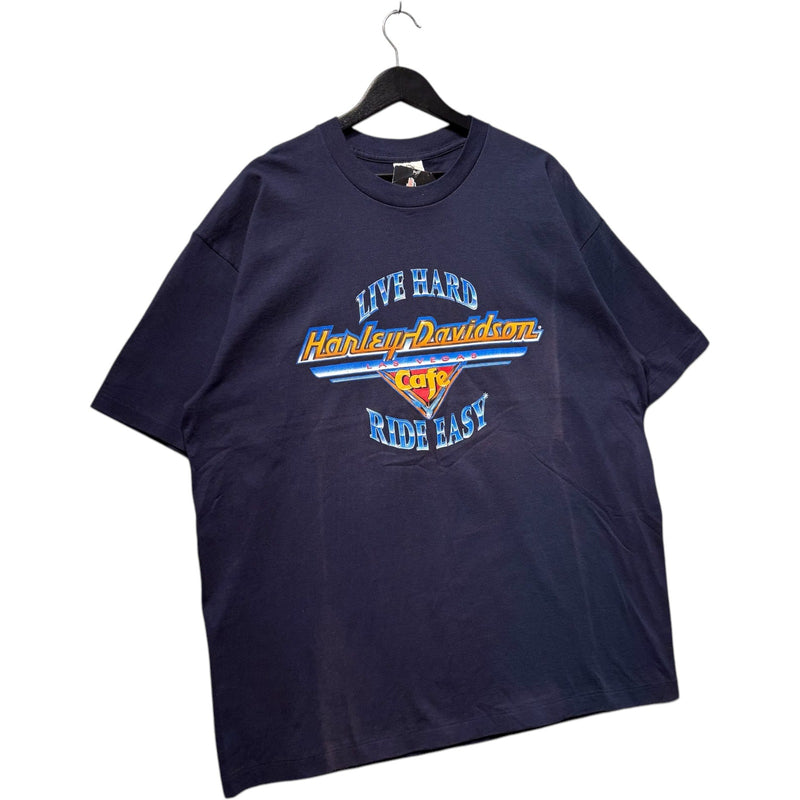 Vintage Harley Davidson Live Hard Ride Easy Cafe Tee NWT