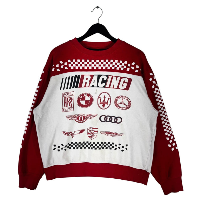 Vintage Racing Car Logos Colorblock Crewneck