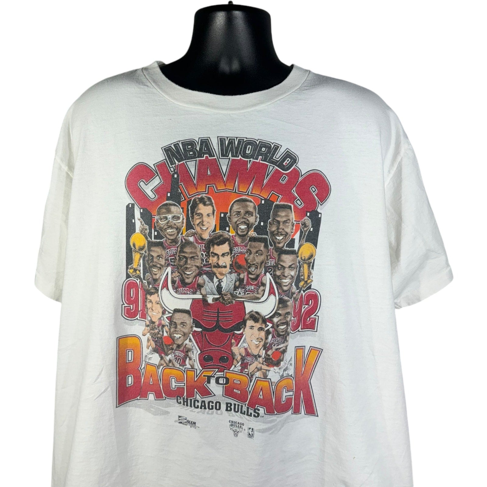 Vintage Chicago Bulls Back to Back World Champions Caricature Tee 90s