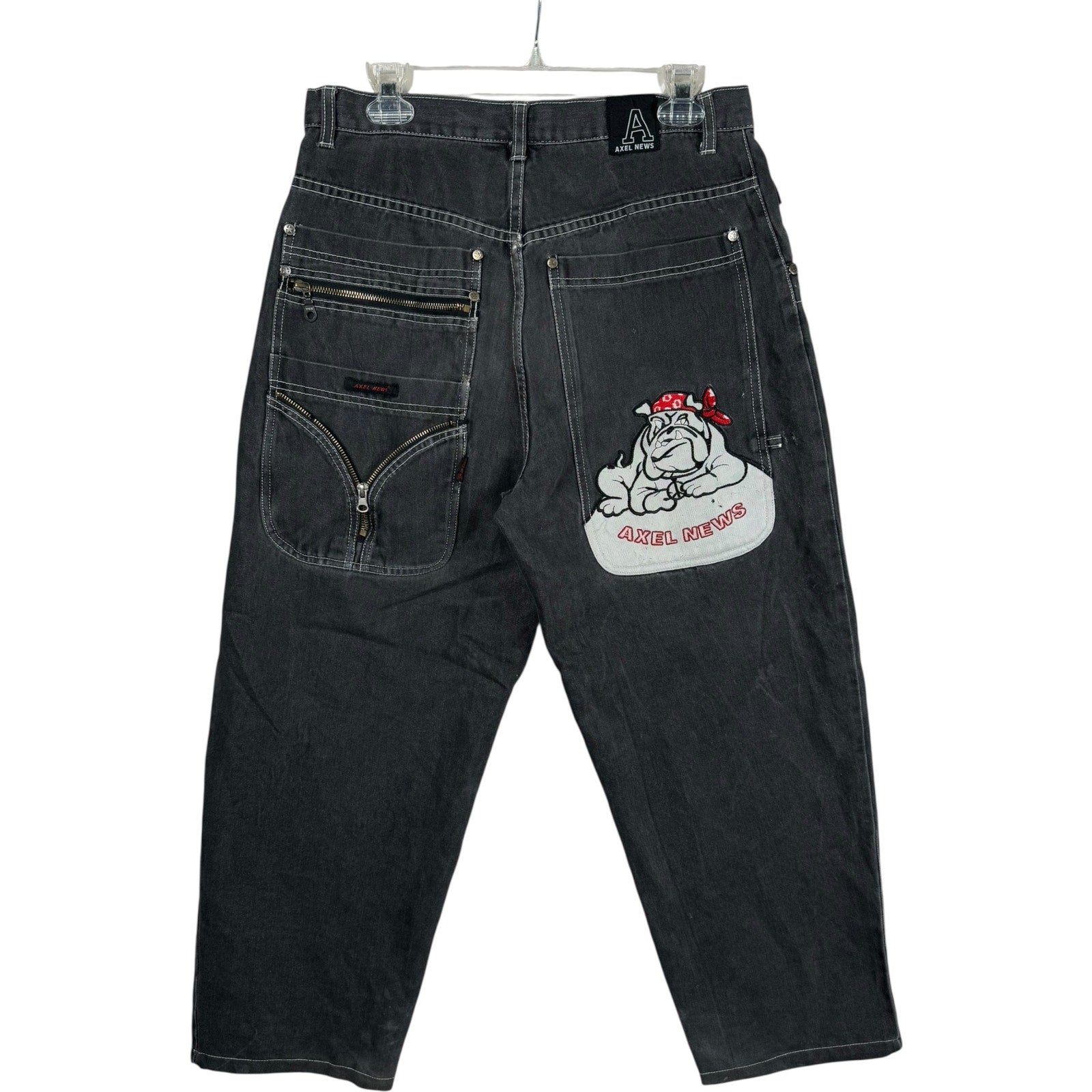 Vintage Axel News Baggy Bulldog Graphic Denim Jeans 32