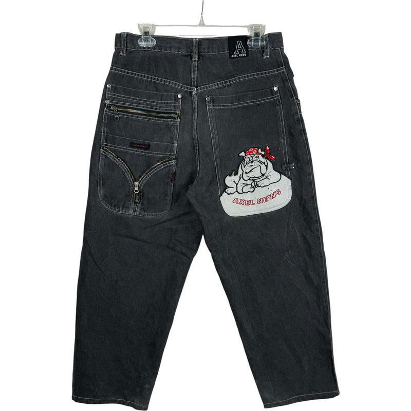 Vintage Axel News Baggy Bulldog Graphic Denim Jeans 32