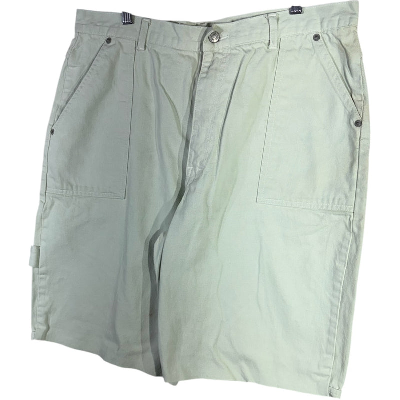 Vintage Yellow Stone Embroidered Carpenter Cargo Shorts 34