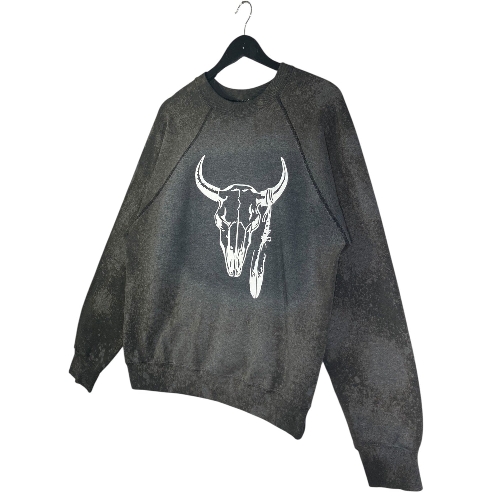 Vintage Western Bull Skull Feather Graphic Crewneck