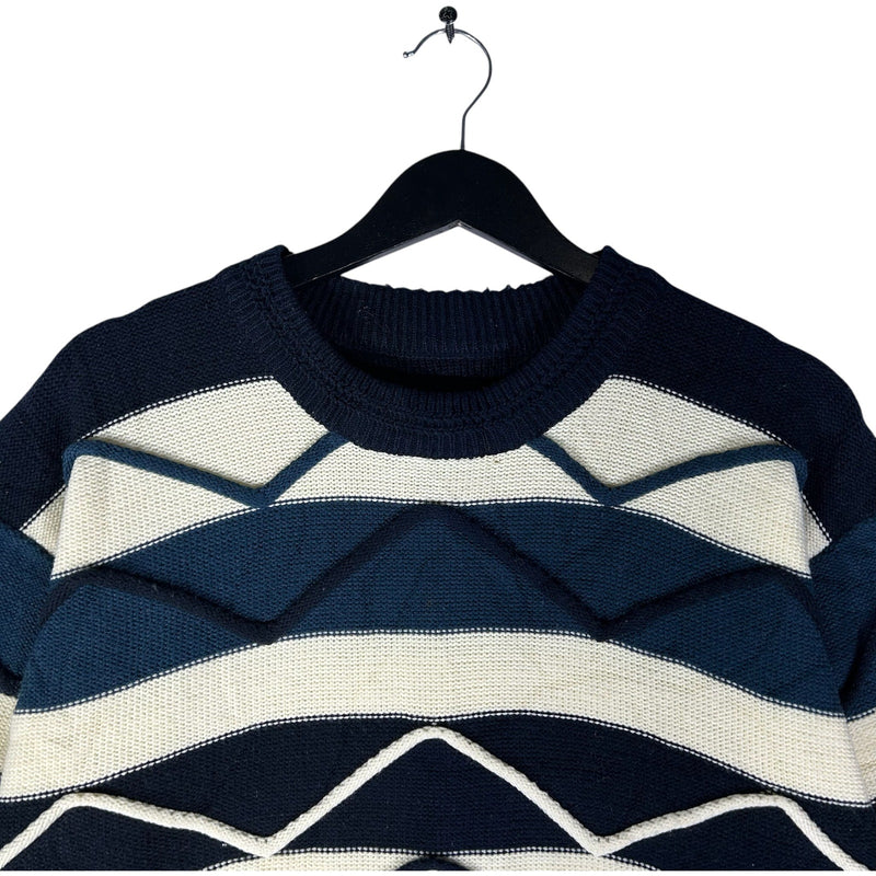 Vintage 3D Knit Striped Sweater