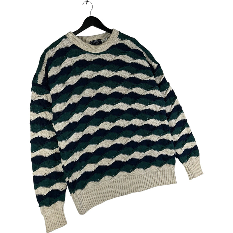 Vintage 3D Patterned Knit Pullover Sweater