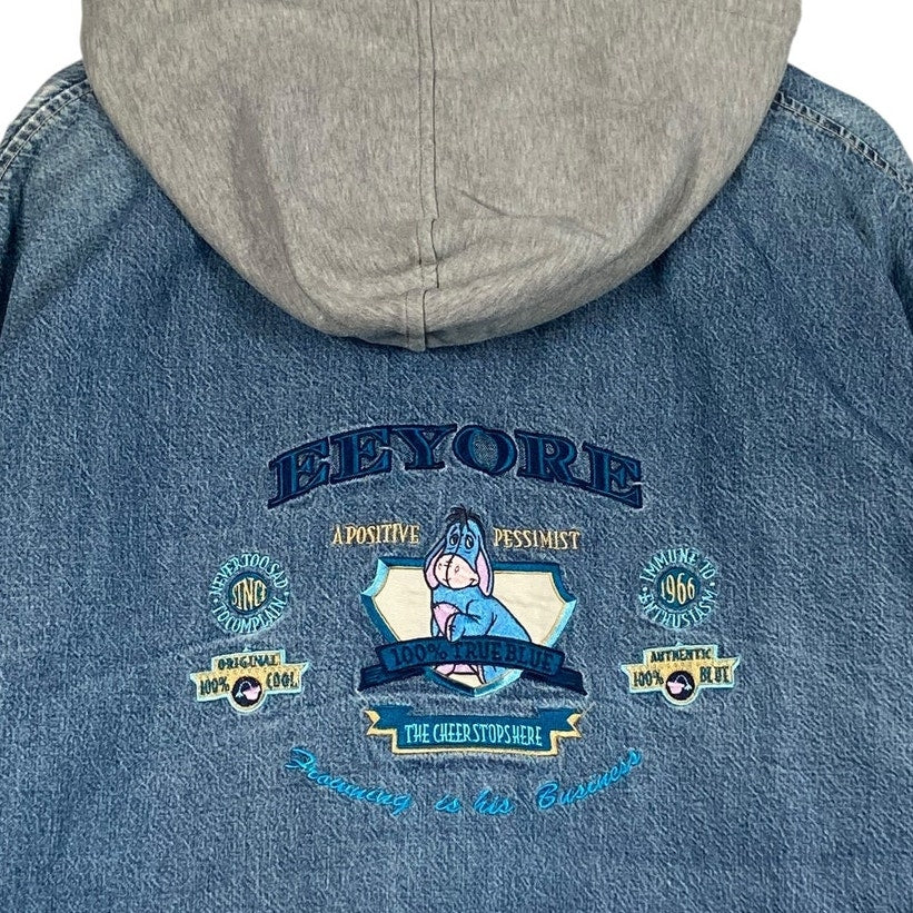 Vintage Disney Eeyore Embroidered Hooded Varsity Jacket