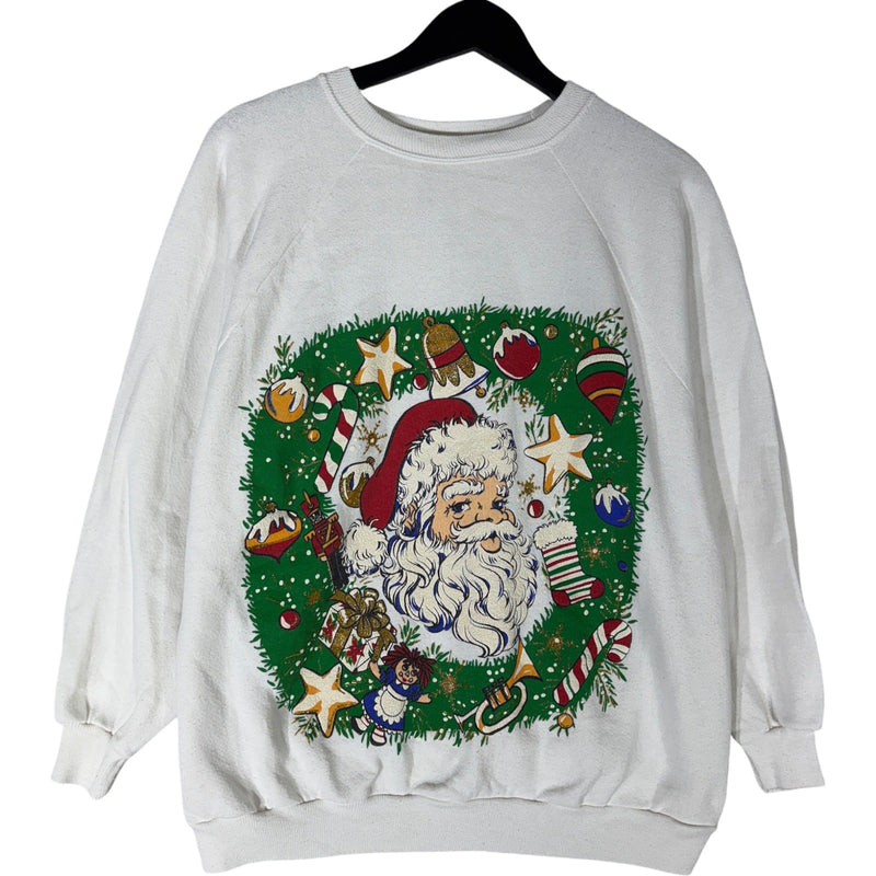 Vintage Santa Claus Wreath Women's Crewneck