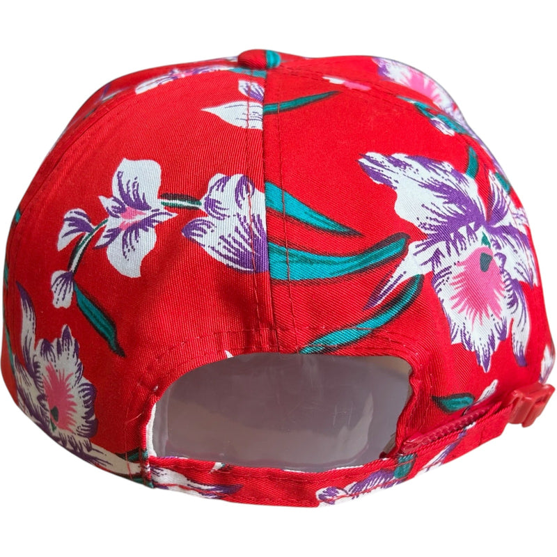 Vintage Floral Print Rope Brim Strapback Hat