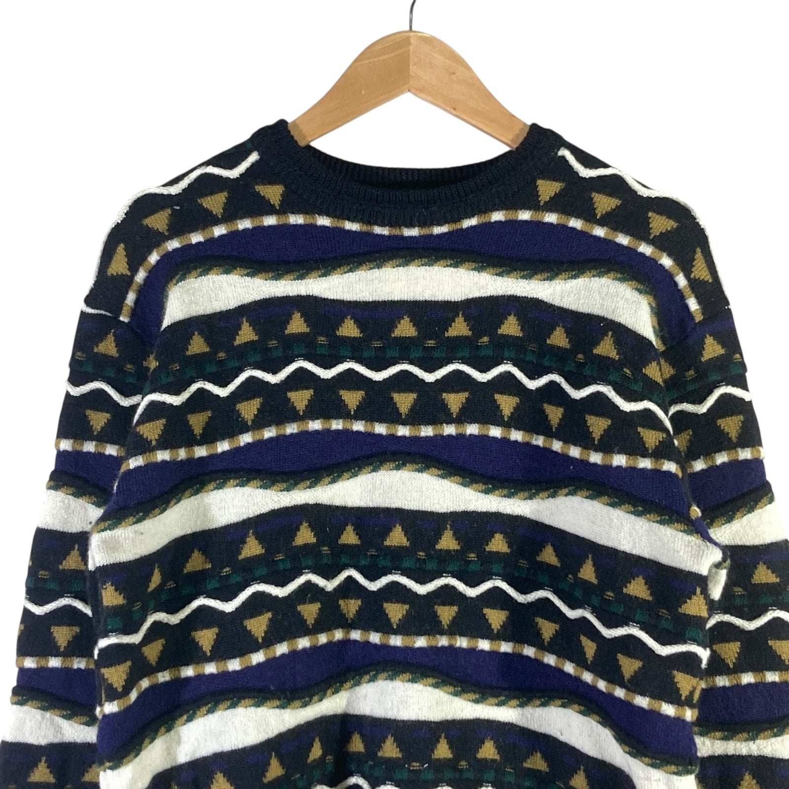 Vintage Abstract Striped 3D Knitted Sweater