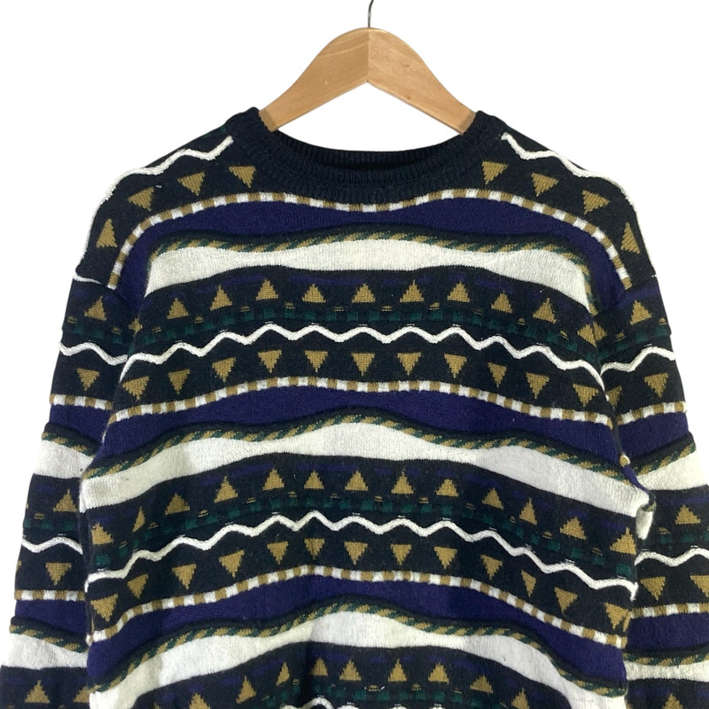 Vintage Abstract Striped 3D Knitted Sweater