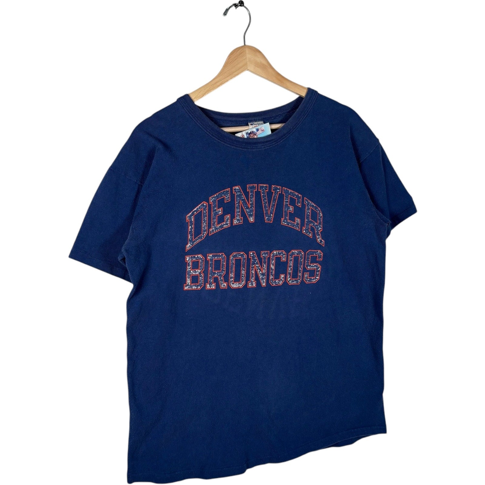 Vintage Champion Denver Broncos Spellout NFL Tee 80s