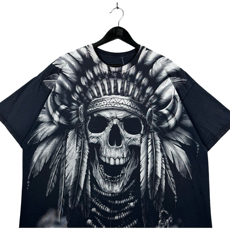 Vintage Skull Headdress Native Warrior Gothic T-Shirt