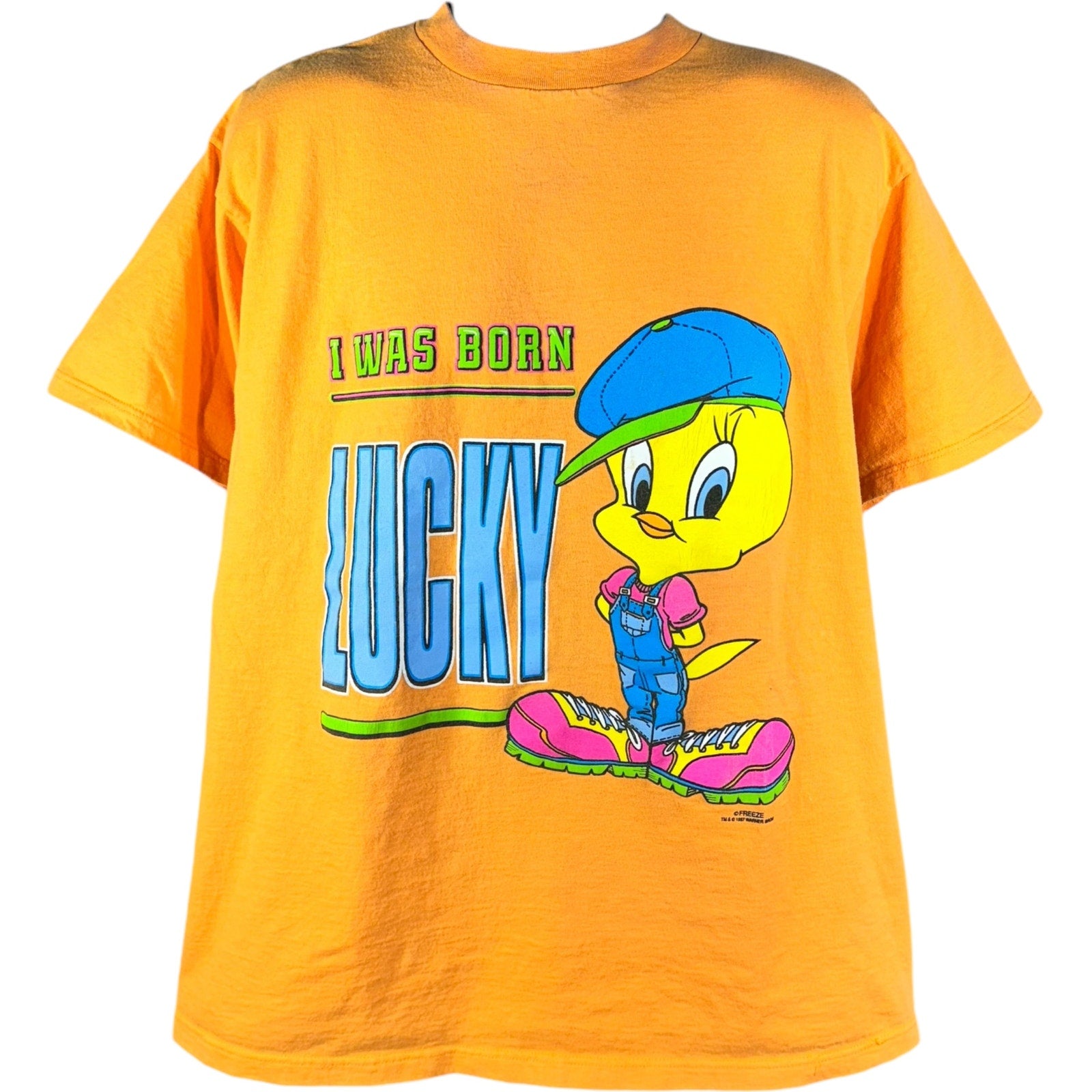 Vintage Looney Tunes Tweety Bird "I Was Born Lucky" Tee 1997