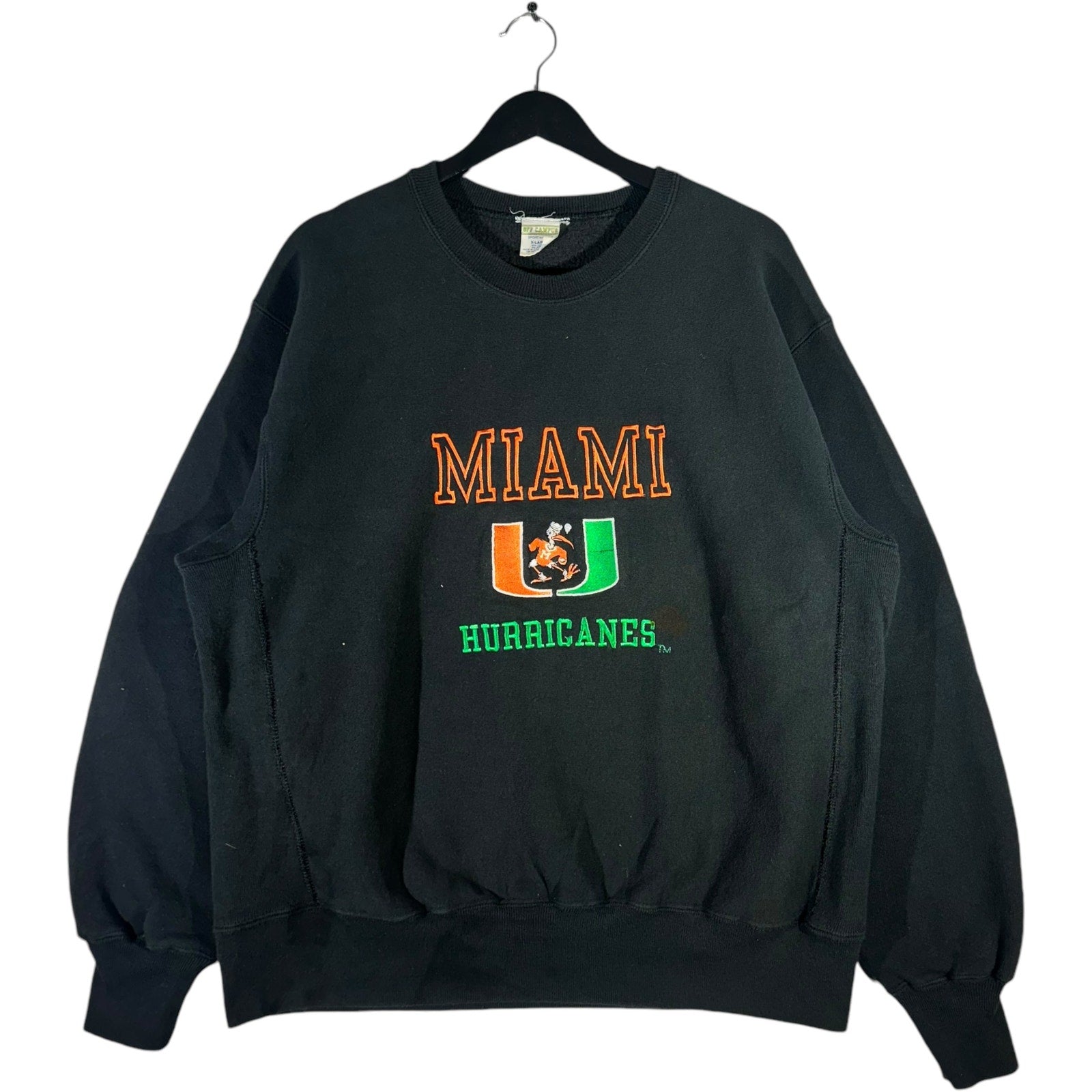 Vintage University of Miami Hurricanes Embroidered Crewneck