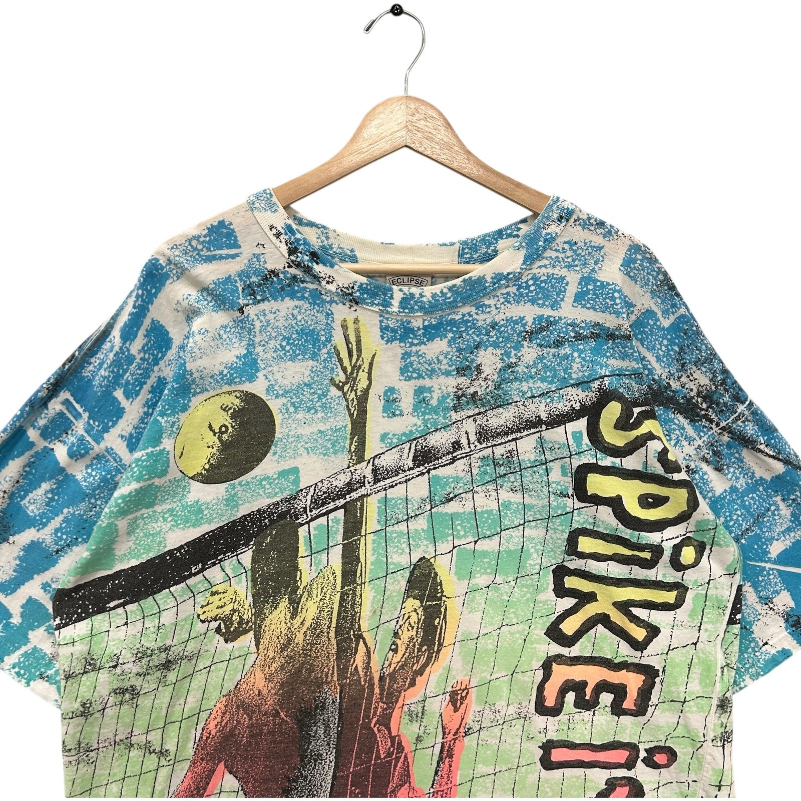 Vintage Spike It Beach Volleyball Double Sided AOP Tee