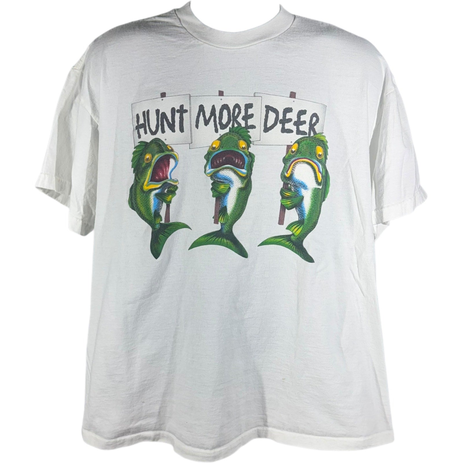 Vintage "Hunt More Deer" Fishing Humor Tee