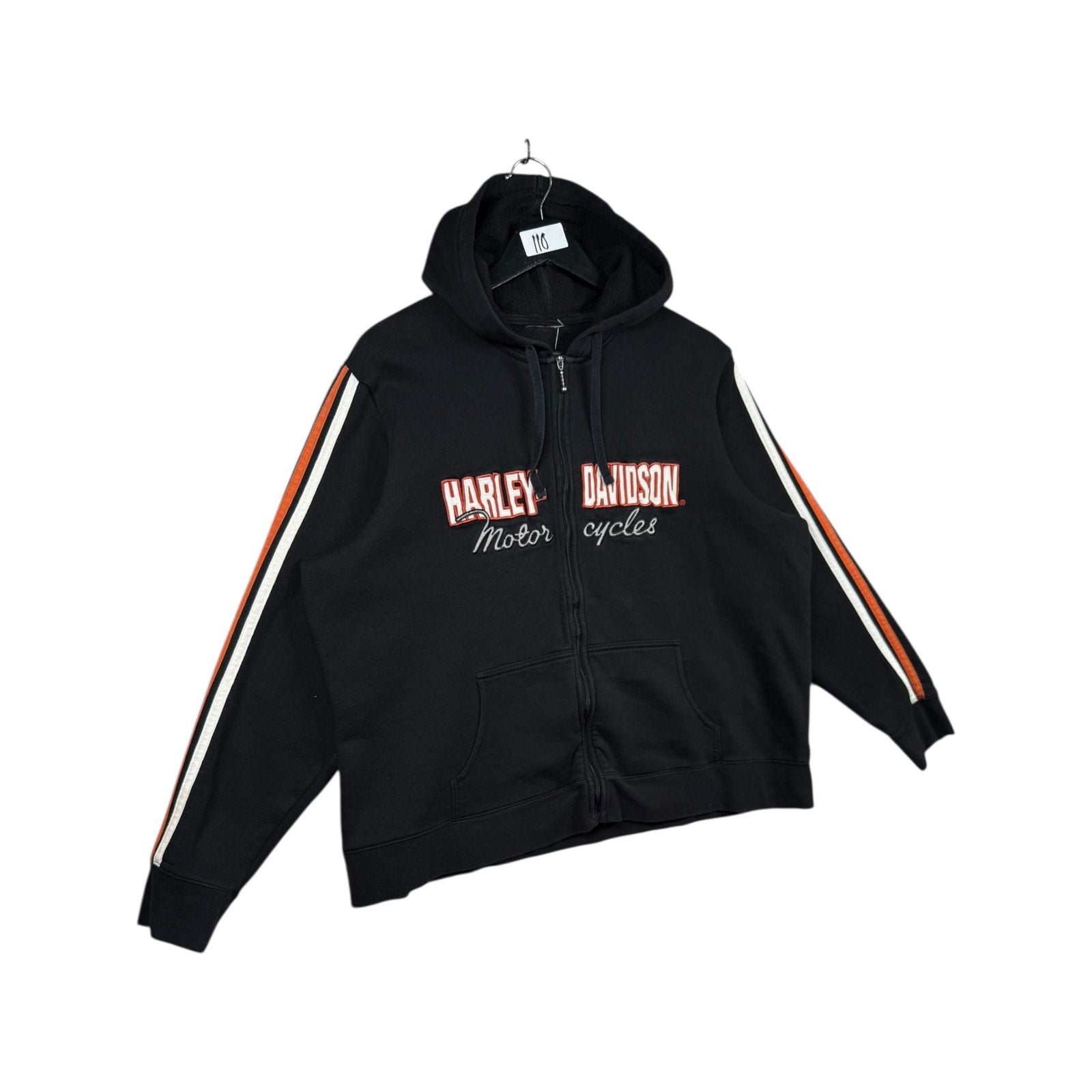 Vintage Harley Davidson Racing Stripes Zip-Up Hoodie