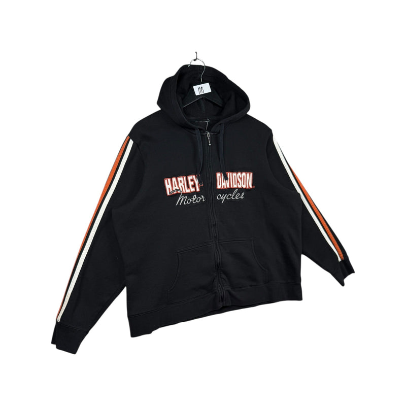 Vintage Harley Davidson Racing Stripes Zip-Up Hoodie