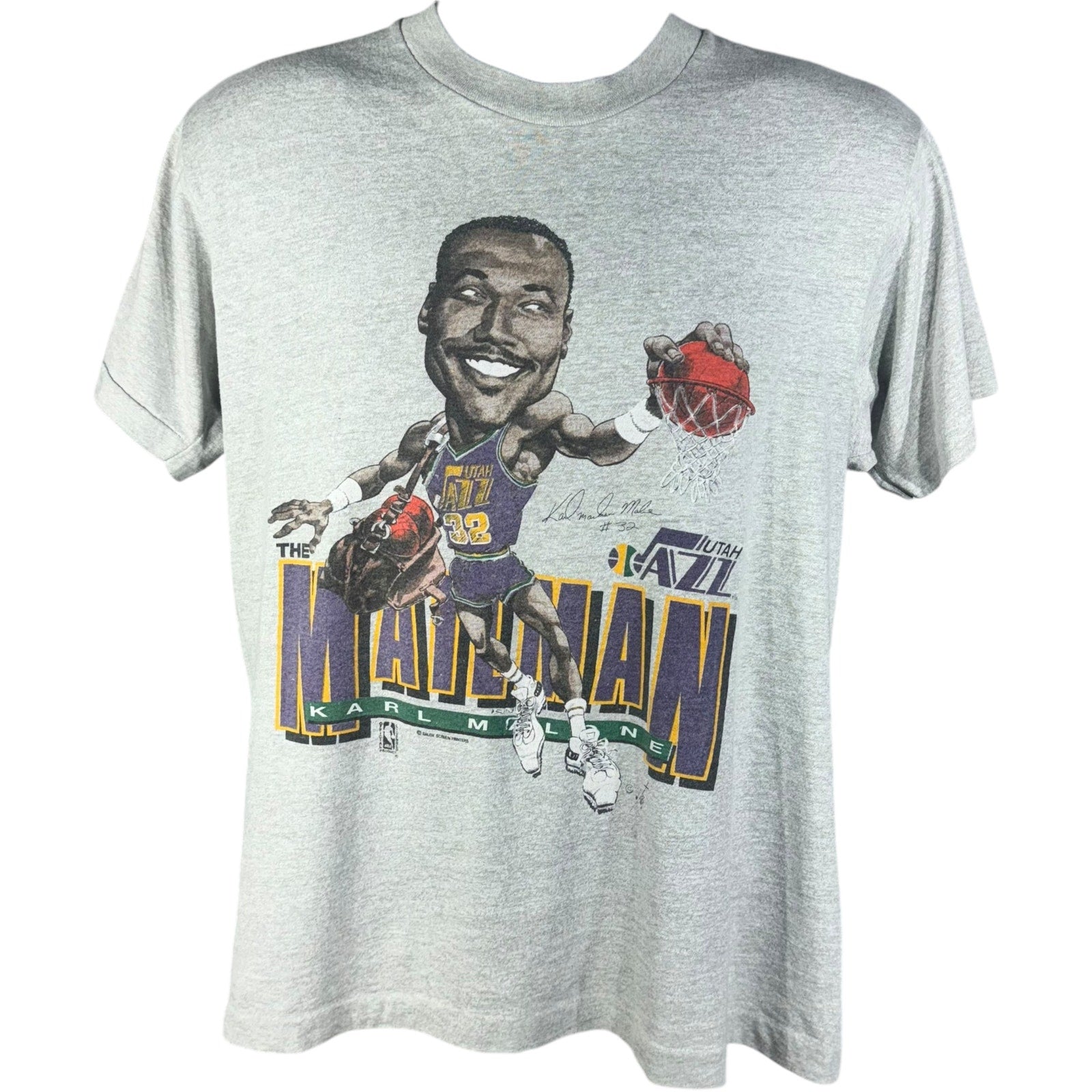 Vintage Karl Malone Utah Jazz Caricature Tee