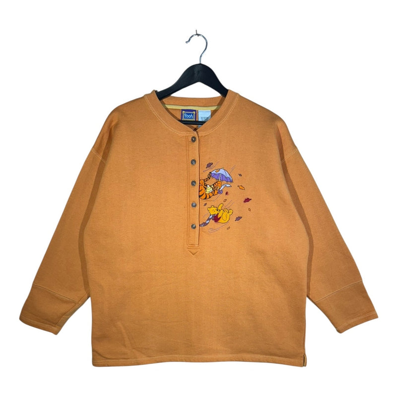 Vintage Disney Winnie the Pooh 1/2 Button-up Graphic Long Sleeve