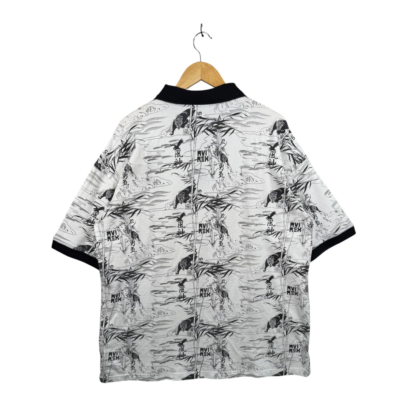Vintage Avirex Japanese Graphic Short Sleeve Polo Shirt