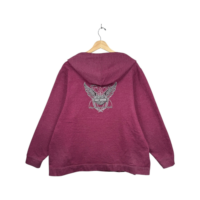 Vintage Harley Davidson Burgundy Winged Logo Hoodie