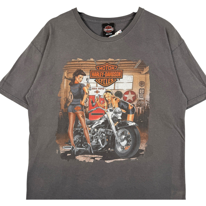 Vintage Harley Davidson Pin-up Mechanic Girls Tee