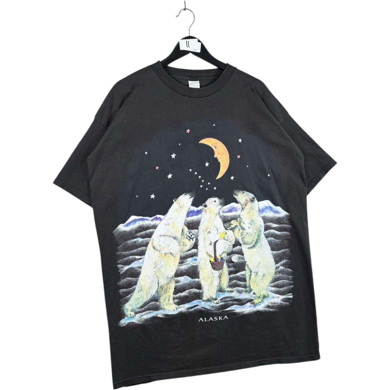 Vintage Polar Bears Moon Graphic T-Shirt