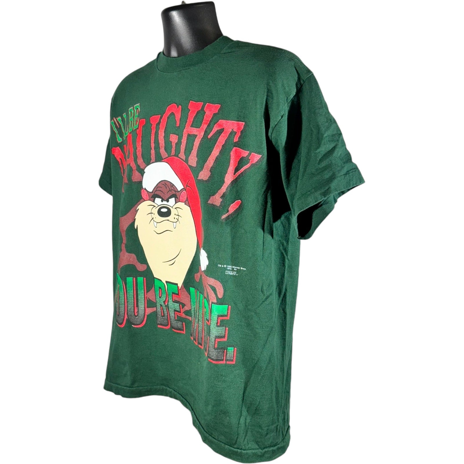 Vintage Looney Tunes Taz "I'll Be Naughty..." Christmas Tee