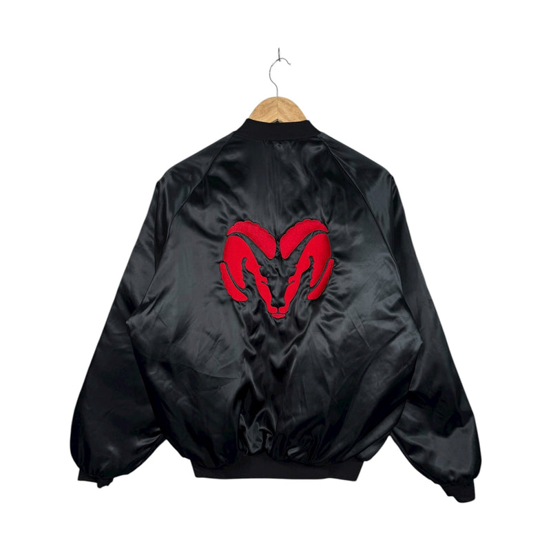 Vintage Dodge Ram Black Satin Bomber Jacket