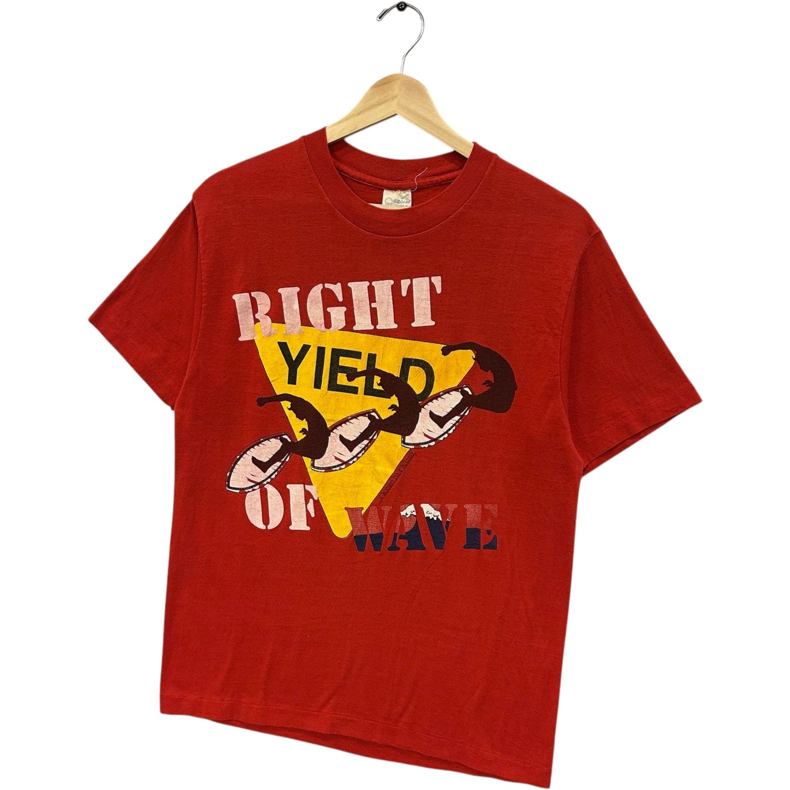 Vintage "Yield Right Of Wave" Road Sign Surfing Tee