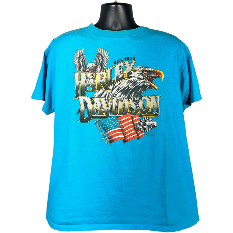 Vintage 3D Emblem Harley Davidson American Eagle '90 Tee