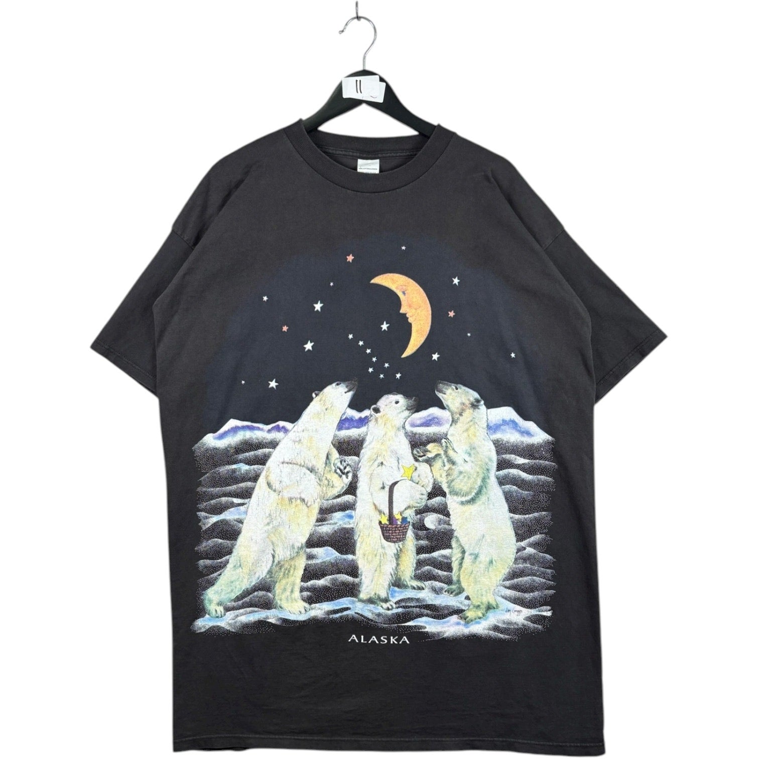 Vintage Polar Bears Moon Graphic T-Shirt
