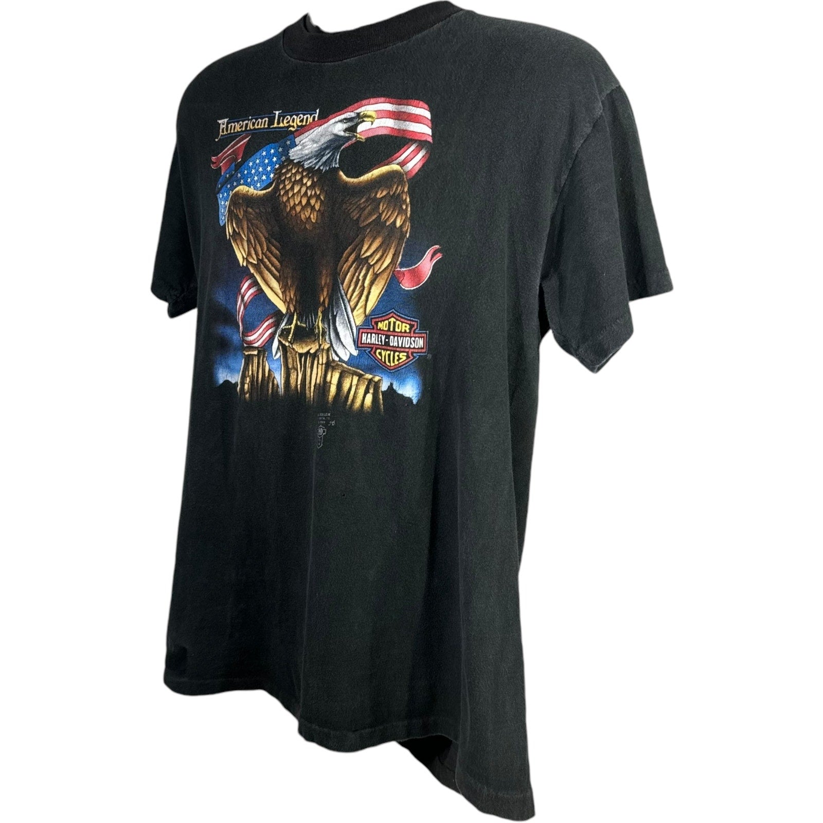 Vintage 3D Emblem Bald Eagle Harley Davidson Tee 1988