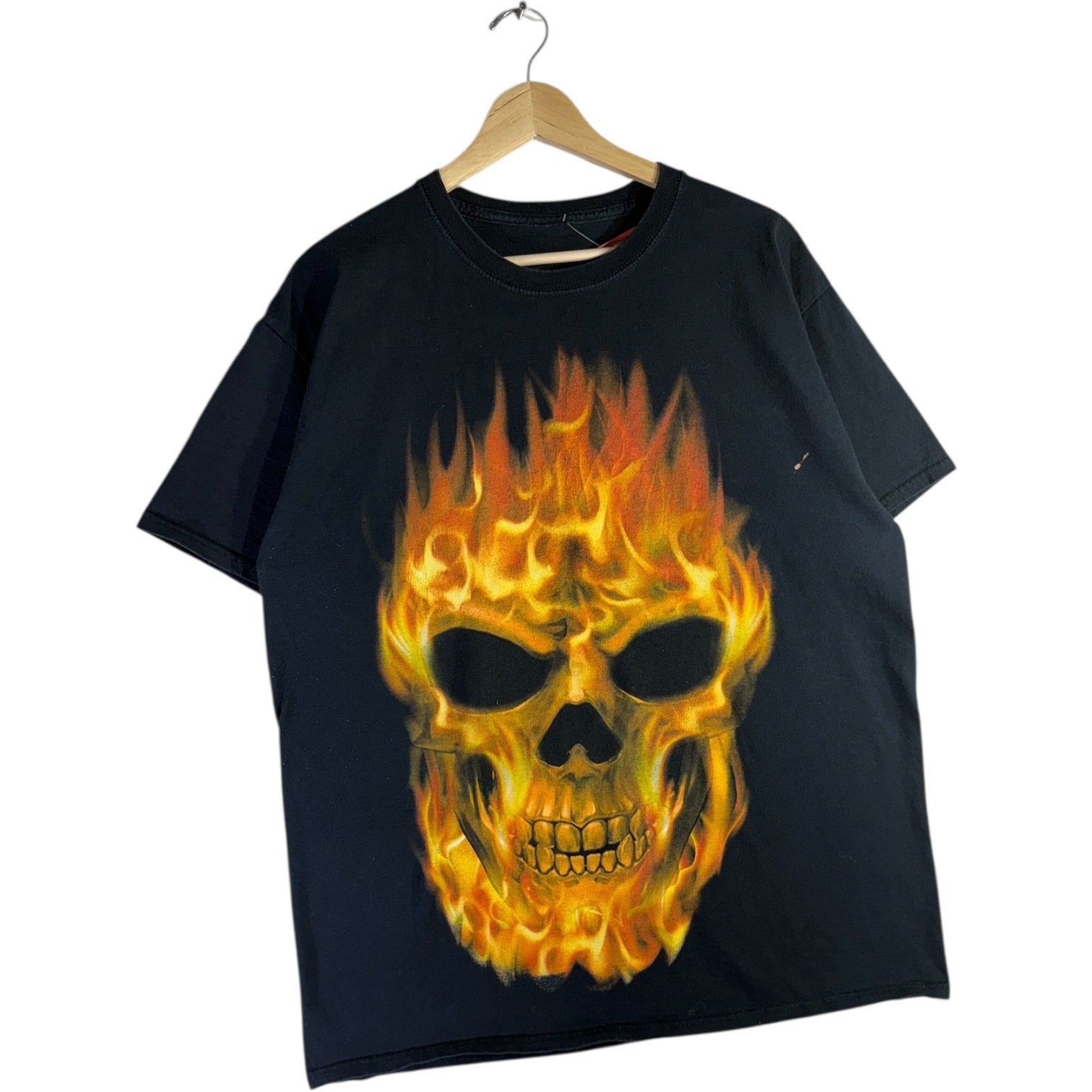 Vintage Flaming Skull Graphic T-Shirt