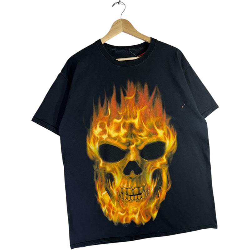 Vintage Flaming Skull Graphic T-Shirt