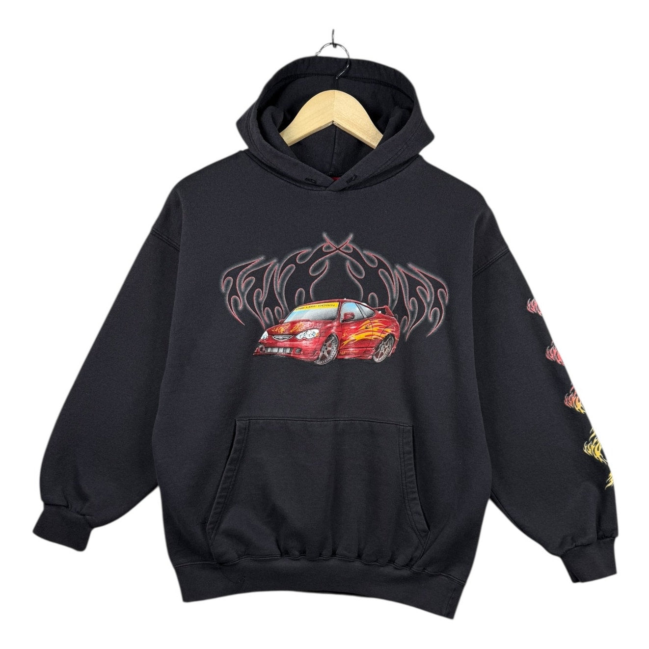 Y2K Tribal Flame Sports Car Hoodie