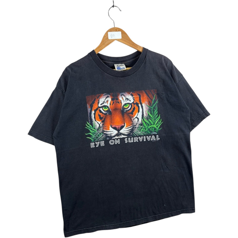 Vintage Eye On Survival Tiger Graphic Print T-Shirt