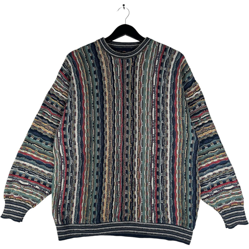 Vintage 3D Knit Striped Sweater