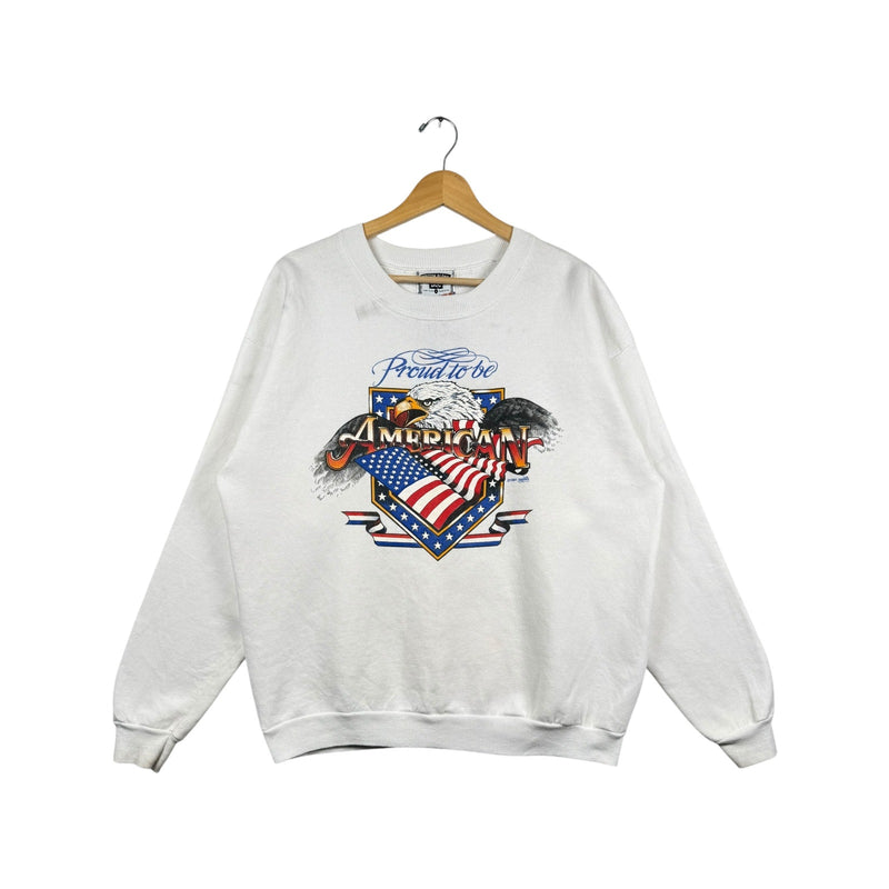 Vintage Lee Proud To Be American Eagle USA Flag Graphic Sweatshirt