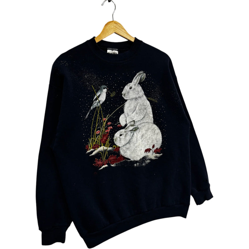 Vintage White Bunny Nature Crewneck