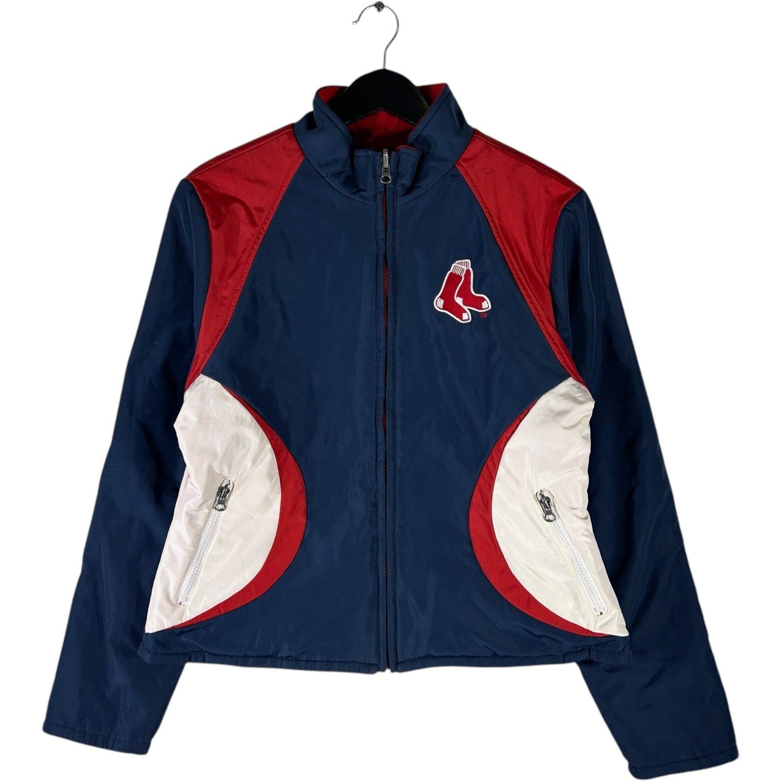 Vintage Womens Boston Red Sox Spellout Logo Bomber Jacket