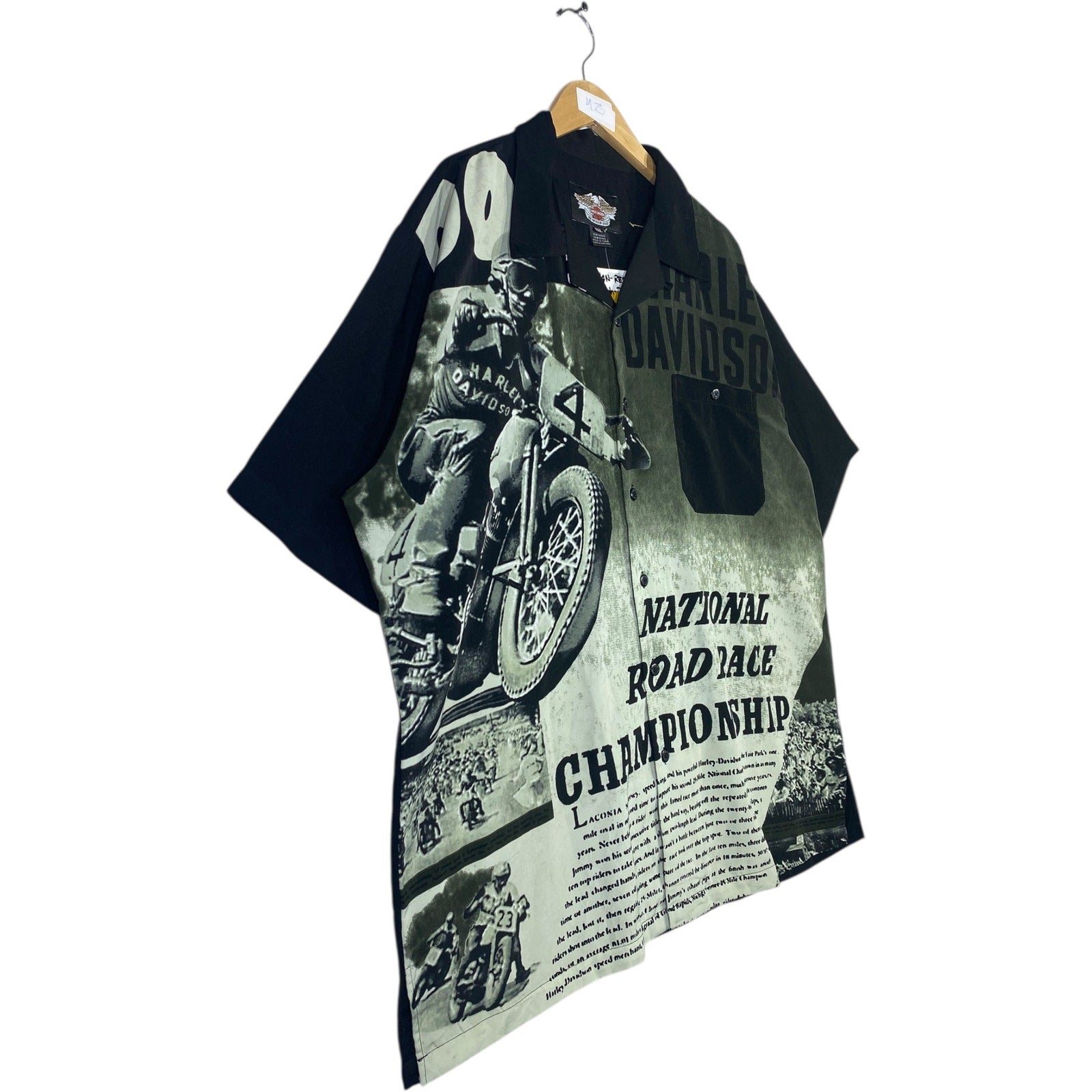 Vintage Harley Davidson Graphic Button Up Polo Shirt