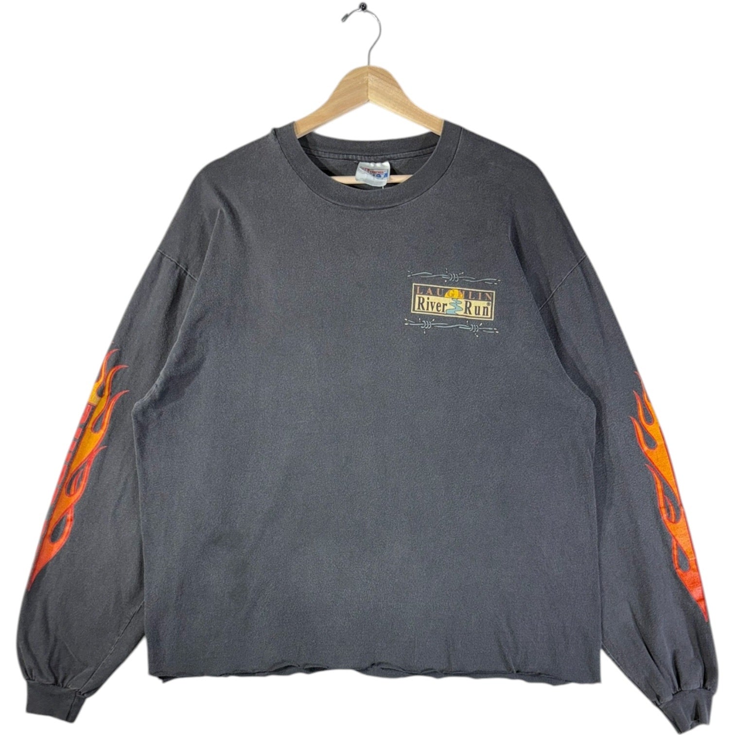 Vintage Laughlin River Run Biker Flames Long Sleeve T-Shirt