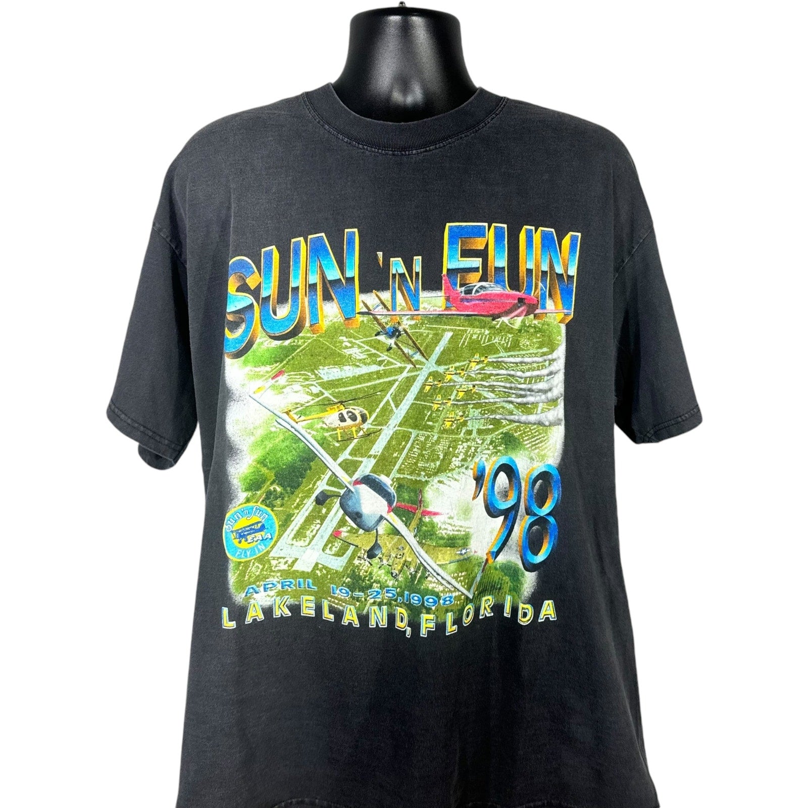 Vintage "Sun 'N Fun" Lakeland, Florida Plane Souvenir Tee