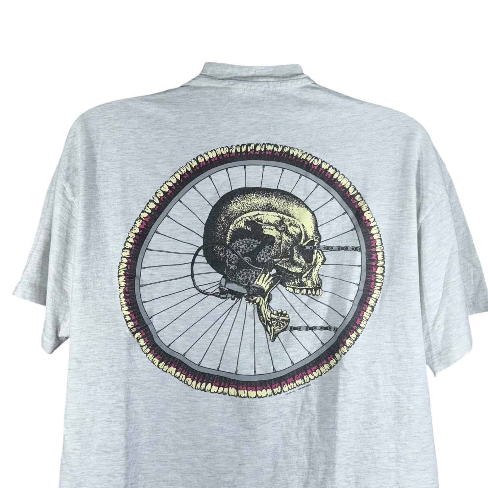 Vintage Tread Threads Bicycle Skull Art Tee 90's