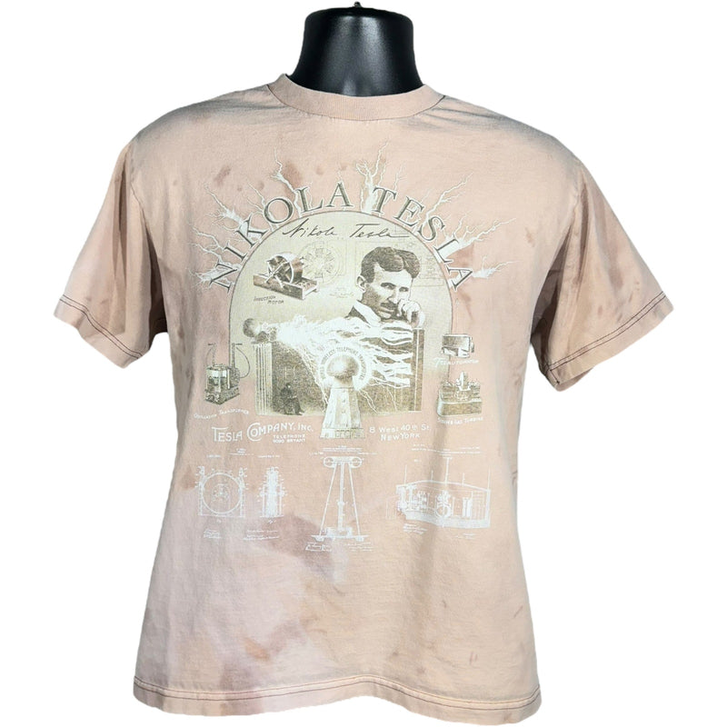 Vintage Nikola Tesla Inventions Bleached Tie Dye Tee